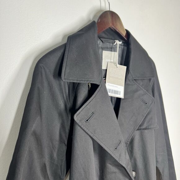 NEW Everlane The Modern Trench Belt Coat Black Sz L 100% Cotton - Picture 4 of 10